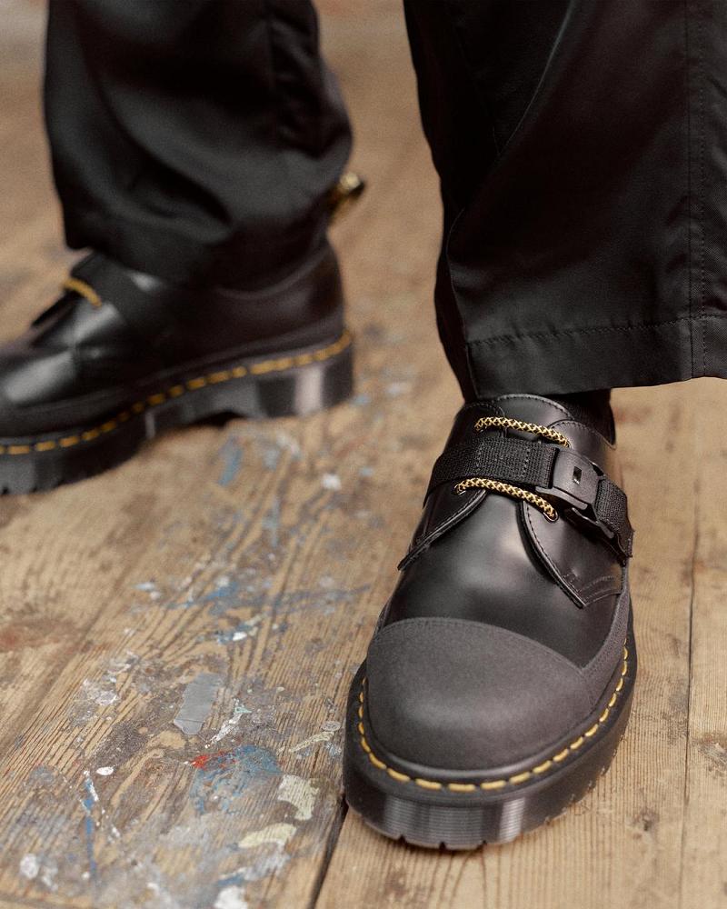 Black Men's Dr Martens 1461 Made In England Bex Tech Smooth Leather Oxfords Shoes | CA 593KOR